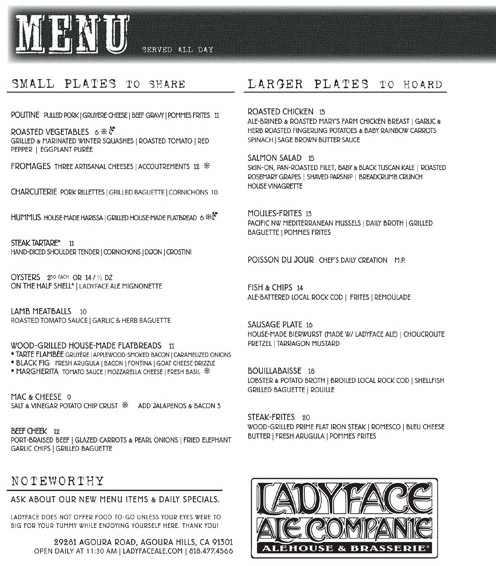 Ladyface Menu Page 2
