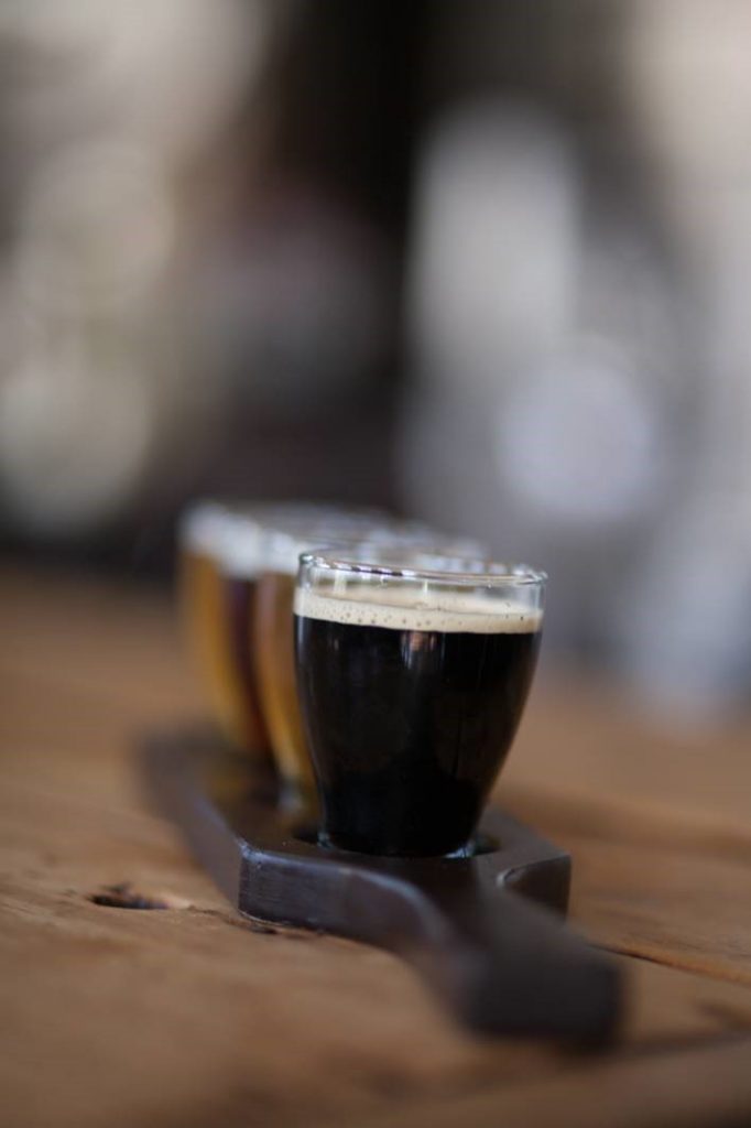 A flight of tasters including Picture City Porter