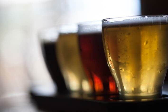 A flight of Ladyface ale tasters